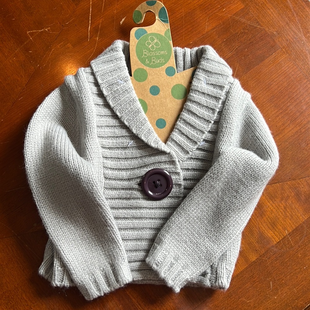 Blossoms and Buds one button cardigan 0-6 mo